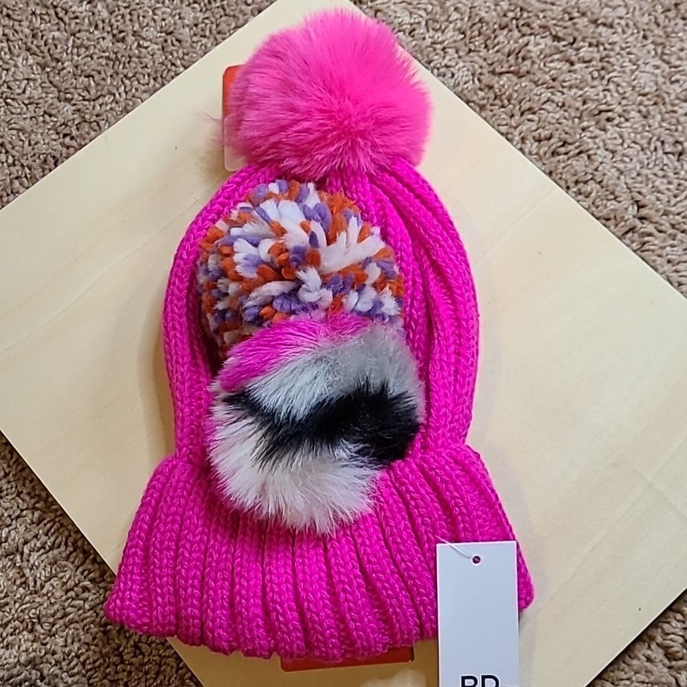 BP Pink Knit Beanie Hat Pick-A-Pom NWT